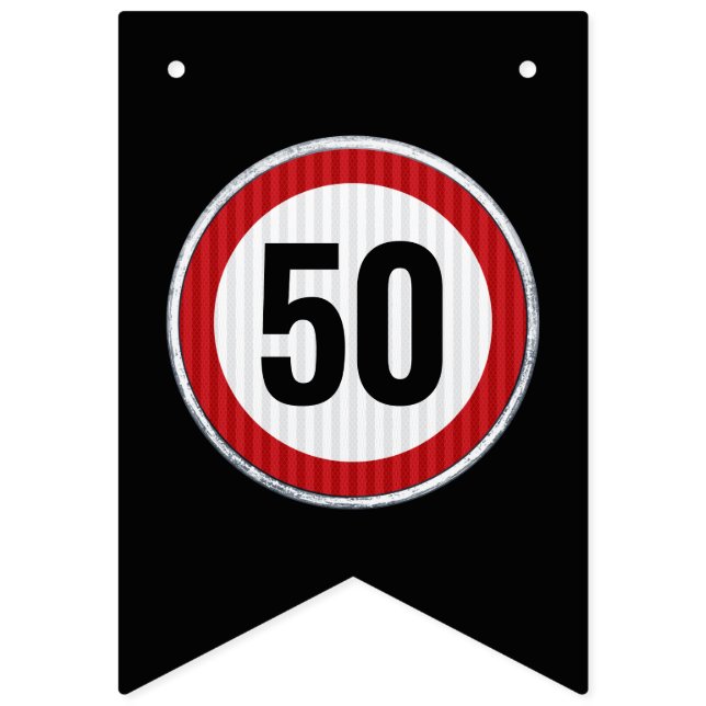 Bandeirinha Placa de Limite de Velocidade de 50º Aniversário - (Primeira Bandeira)