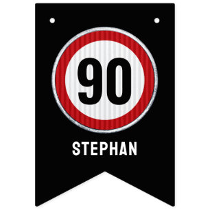 Bandeirinha Placa de Limite de Velocidade de Aniversário de 90