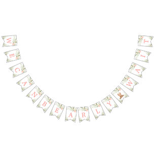 Bandeirinha Podemos esperar muito chá de fraldas verde rosa