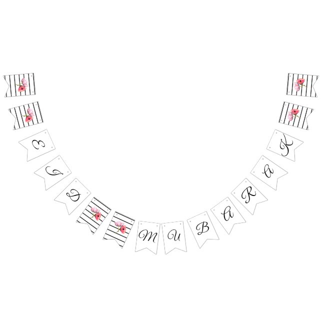 Bandeirinha preto e branco floral chique do melhor mubark (Todos)