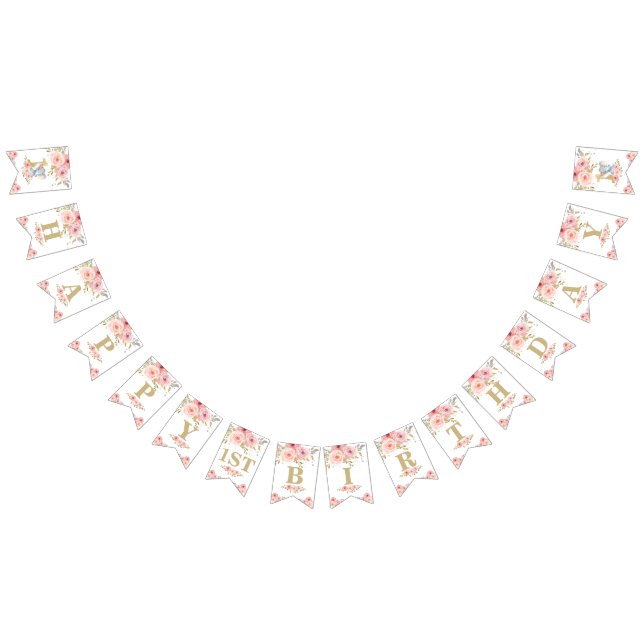 Bandeirinha Primeiro aniversario De Elefante Chic Um Cozimento (Todos)