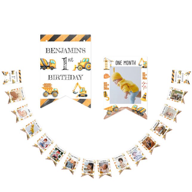 Bandeirinha Primeiro aniversario de Garotos de Bomba de Constr (Criador carregado)