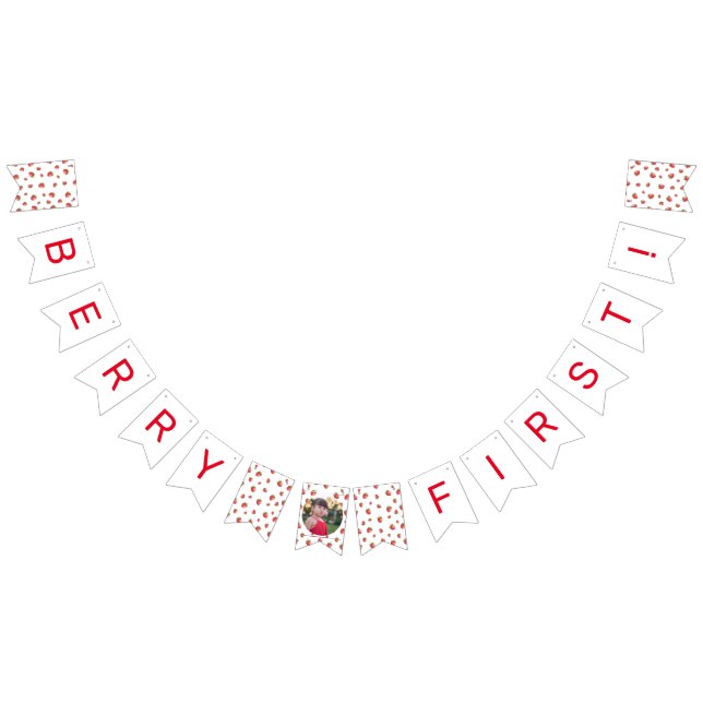 Bandeirinha Primeiro aniversario de Morango Berry Primeira Fot (Todos)