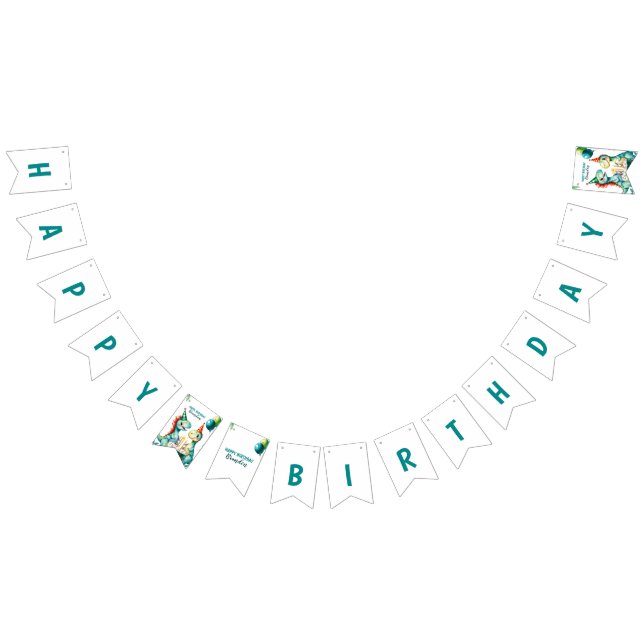 Bandeirinha Primeiro aniversario do Dinossauro com Coloração a (Todos)