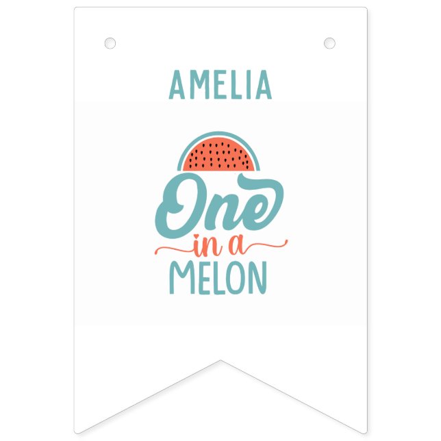 Bandeirinha Primeiro aniversario do Tema da Melancia 12 Meses (Primeira Bandeira)