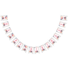 Bandeirinha Primeiro aniversário - Dons e balões de aquarela -