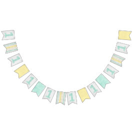 Bandeirinha primeiro aniversario Mint & Yellow Cottage Party D