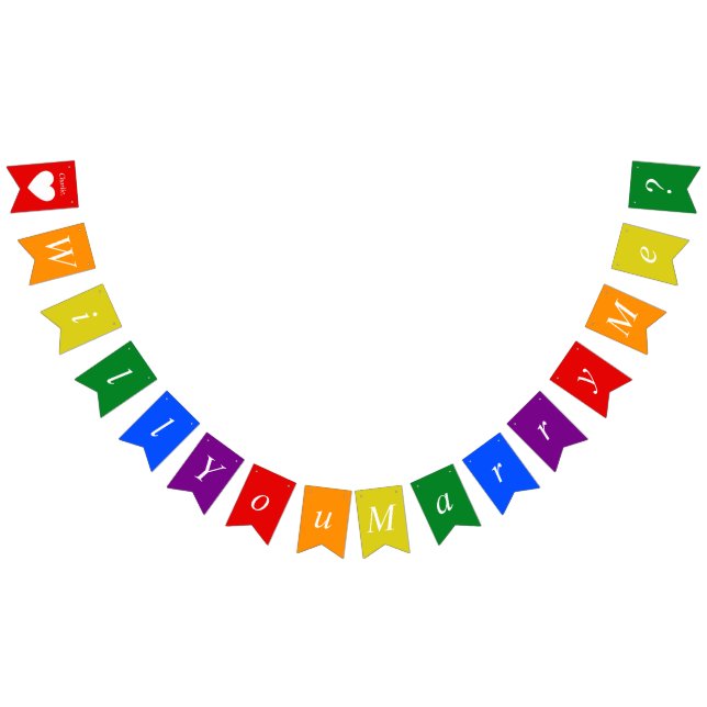 Bandeirinha Proposta personalizada LGBTQ Você me Casado Arco-Í (Todos)