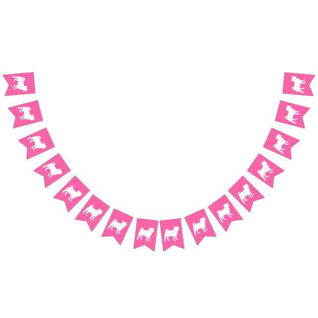 Bandeirinha Pug Dog Chá de fraldas Pink Puppy Girl (Todos)