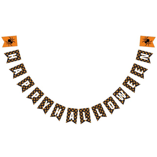 Bandeirinha Pumpkins e Aranhas Feliz Dia das Bruxas (Todos)