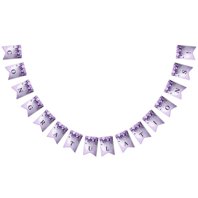 Bandeirinha Purple Flowers with Dangling Pearls Bunting Flag (Todos)