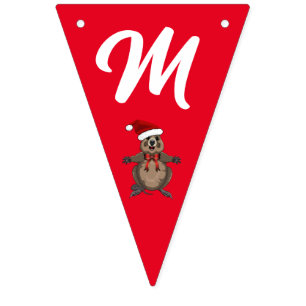 Bandeirinha Quokka de Feliz Natal Vermelho e Verde