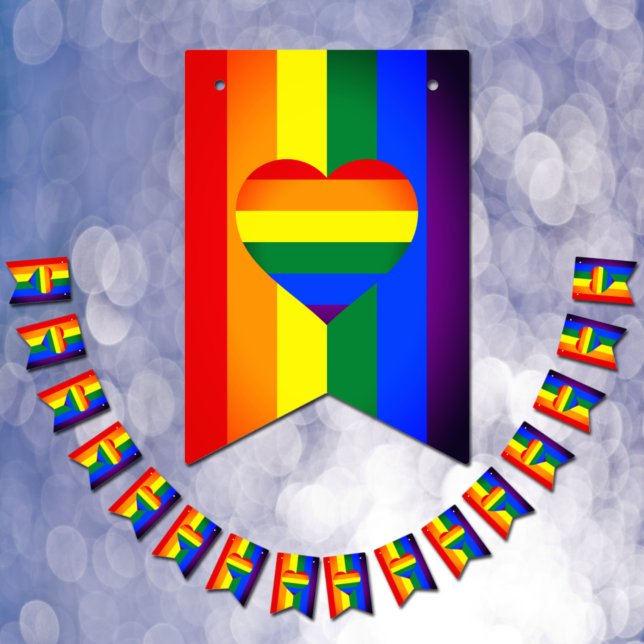 Bandeirinha Rainbow Heart & Pride Rainbow Flag / LGBT (Criador carregado)