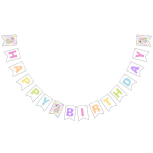 Bandeirinha Rainbow Unicorn Happy Birthday Banner Bunting
