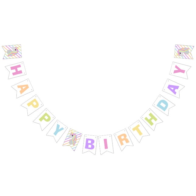 Bandeirinha Rainbow Unicorn Happy Birthday Banner Bunting (Todos)