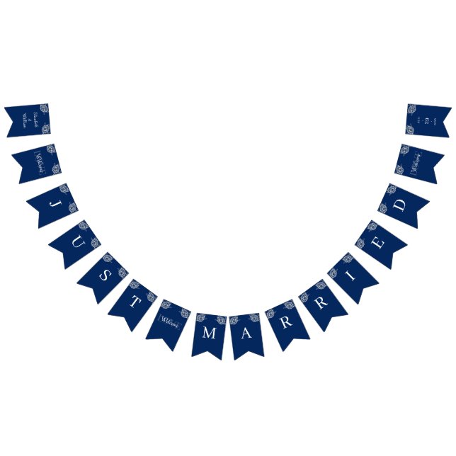 Bandeirinha Raios Florais Elegantes no Casamento Azul Marinho (Todos)