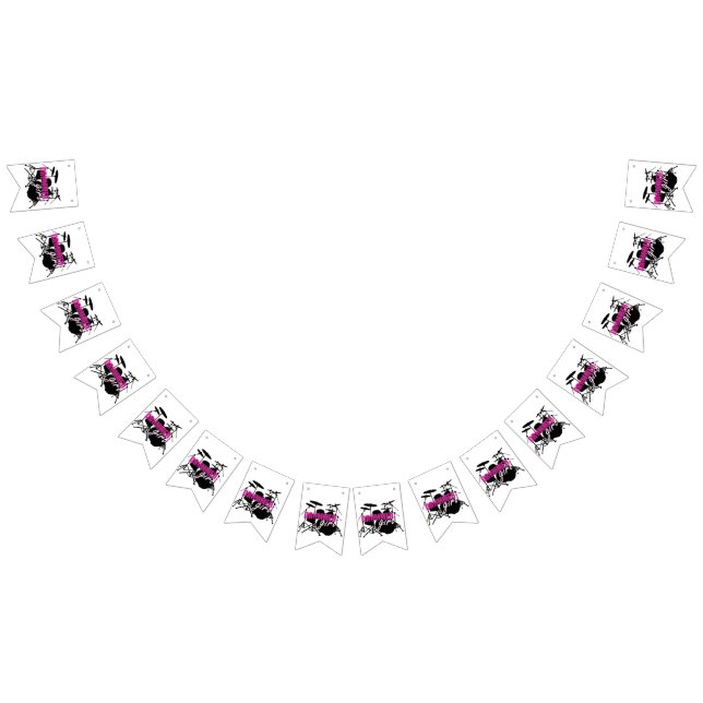 Bandeirinha Rapariga de Drummer com Texto Roxo e Grungue Negro (Todos)