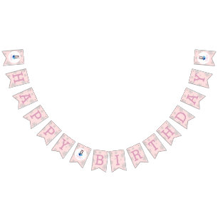 Bandeirinha Raparigas Winter Wonderland Cute Penguin Pink Aniv