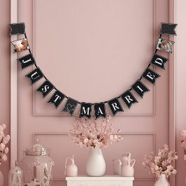 Bandeirinha Recem casados Elegante preto e branco moderno