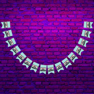 Bandeirinha Retro Oitenta Música Misturar Fita 50ª Festa de an