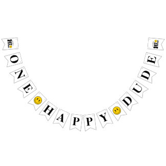 Bandeirinha Retro Um Cara Feliz Sorriso Rosto Menino 1º Aniver