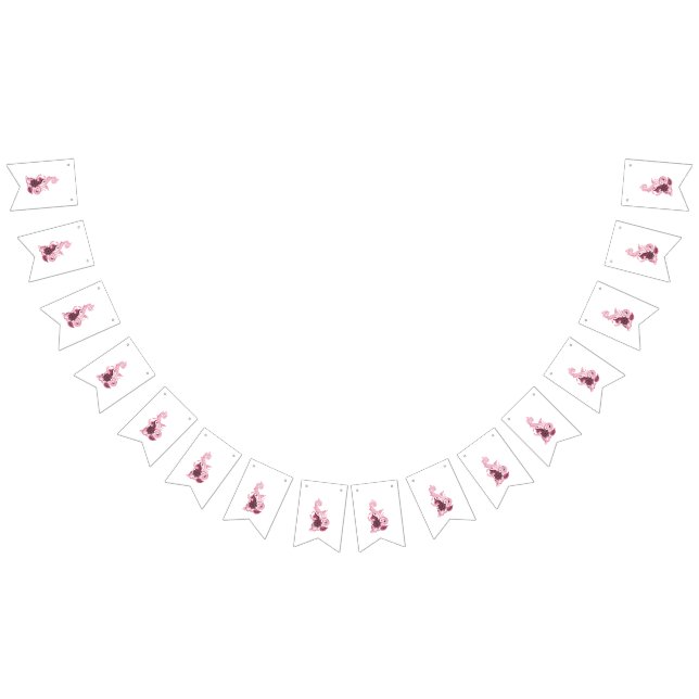 Bandeirinha Rodovalho Floral Rosa ・ Arte de Bordado Elegante (Todos)