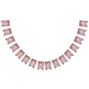 Bandeirinha Rosa Dourado Sparkle Glitter Drives Monograma Aniv