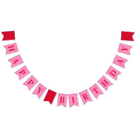 Bandeirinha Rosa Quente Vermelho Chic Aniversário Feliz