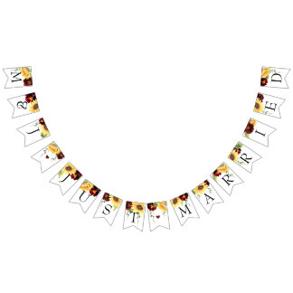 Bandeirinha Rosa Sunflower Recem casados Bunting Banner