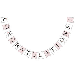 Bandeirinha Rosas Rosa PARABÉNS! Festa Personalizável