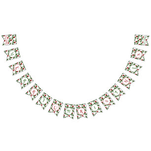 Bandeirinha Rosas vermelhas personalizadas Holly Verde Feliz N