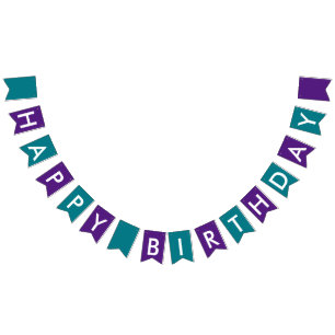 Bandeirinha Roxo e texto simples do feliz aniversario de