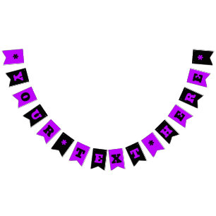 Bandeirinha Roxo Neon e Cor Preta   Personalizar 