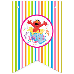 Bandeirinha Rua Sésamo Aniversário da Elmo Girl