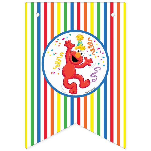 Bandeirinha Rua Sésamo | Elmo - Arco-íris - Aniversário (Primeira Bandeira)