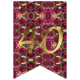 Bandeirinha Ruby Gemstone Pattern 40º Aniversário de Casamento