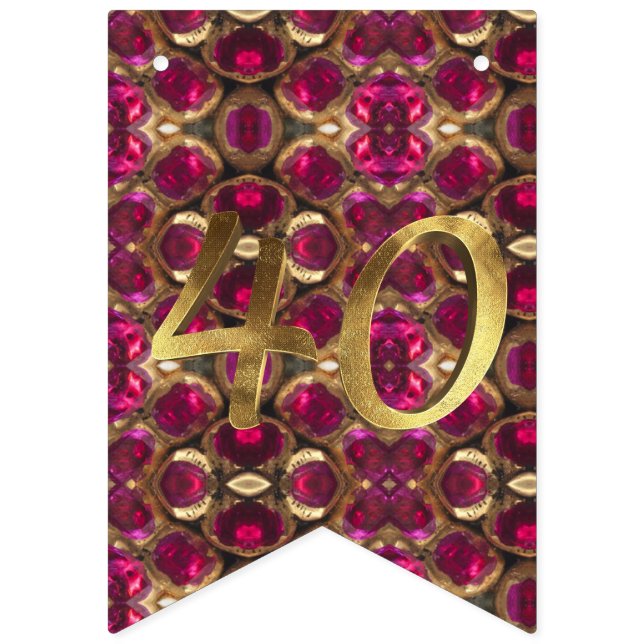 Bandeirinha Ruby Gemstone Pattern 40º Aniversário de Casamento (Primeira Bandeira)