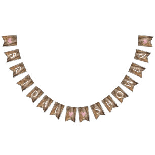 Bandeirinha Rustic Barnwood Hearts Brown Chá de panela Decor