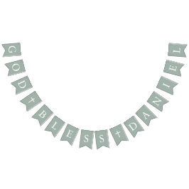 Bandeirinha Sage Green Cross Boy Baptism Bunting Flags