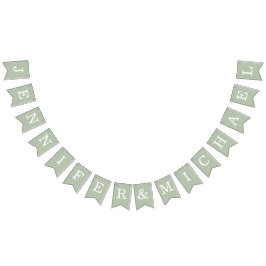 Bandeirinha Sage Green Simple Bride & Nomes de noivos
