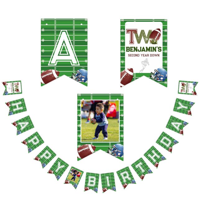 Bandeirinha Segundo de futebol personalizado Aniversário feliz (Criador carregado)