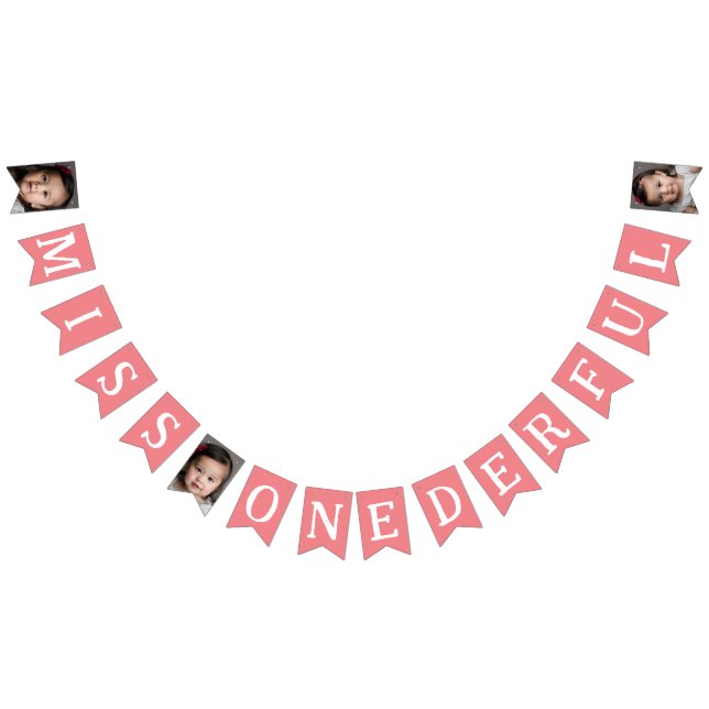 Bandeirinha Senhorita Onerful primeiro aniversario Photo Kids  (Todos)