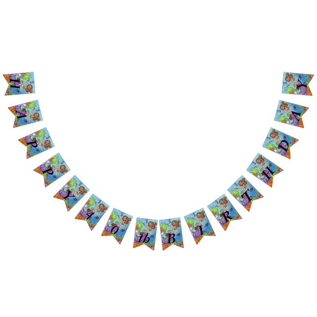 Bandeirinha Sereia de Aniversário bonito e Cola no Oceano (Todos)