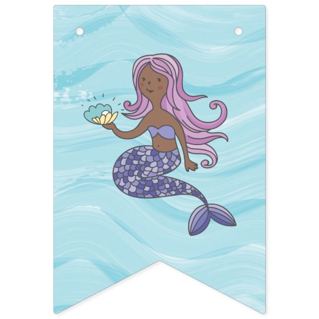 Bandeirinha Sereia Púrpura Da Pele Escura Sob O Aniversário Do (Décima sexta bandeira)