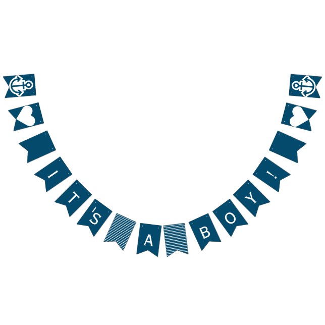 Bandeirinha Seu estamenha náutica azul e branca de um menino (Todos)