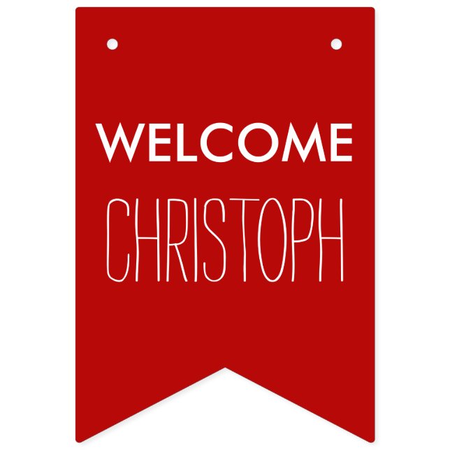 Bandeirinha Simplesmente cores e texto: BEM-VINDO "NOME" (Primeira Bandeira)