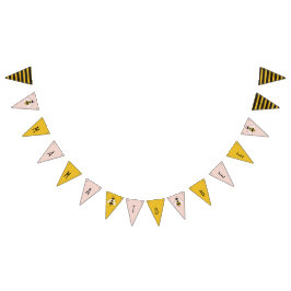 Bandeirinha Sinal de Banner Rustic Pink Illustrated Bee Buntin