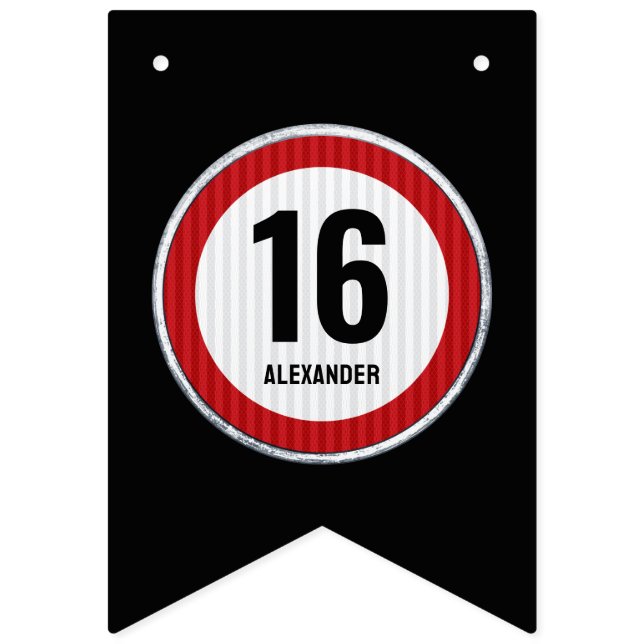 Bandeirinha Sinal de Limite de Velocidade de 16 Anos - QUALQUE (Primeira Bandeira)