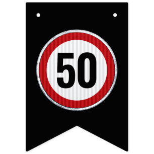 Bandeirinha Sinal de limite de velocidade de 50º aniversário -