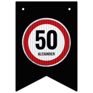Bandeirinha Sinal de Limite de Velocidade de 50º Aniversário -
